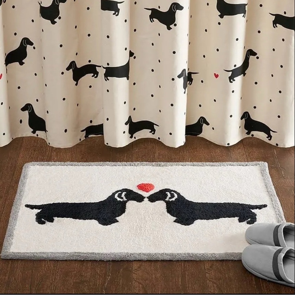 Charming Dachshund Shower Curtain and Bath Mat Set